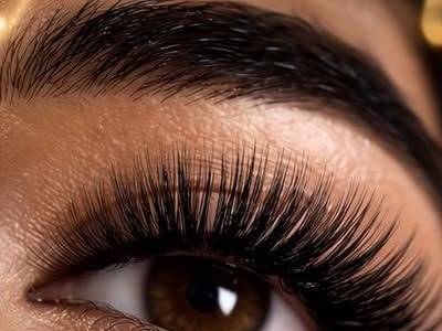 Regard intense avec extensions volume russe